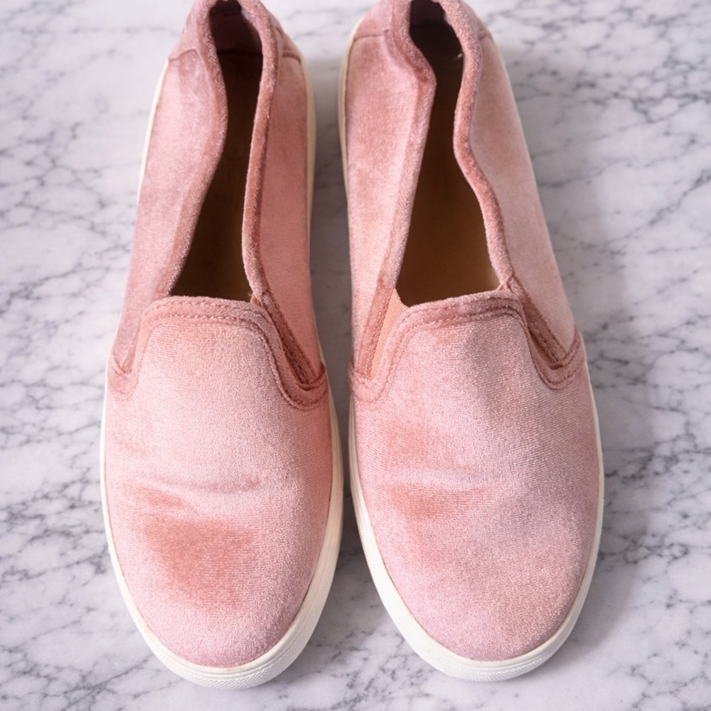 LOFT Pink Velvet Slip On Sneakers Size 6.5 Soft Casual Shoes